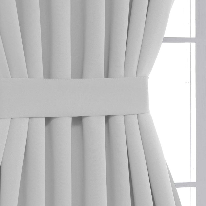 Deconovo Blackout Door Curtain for Glass Doors & Sidelights, Thermal Insulated Privacy Panel with Dual Rod Pockets & Adjustable Tieback, Machineâ€‘Washable Curtain (54W x 40L, Silver Grey, 1 Panel) - Image 5